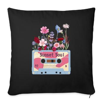 Floral Retro Video Cassette - Sofa pillowcase 17,3'' x 17,3'' (45 x 45 cm) - black - Front