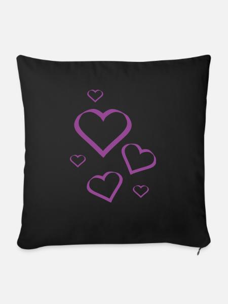 Herz violett violettes Herz Muster violett - Sofakissenbezug 45 x 45 cm - Schwarz