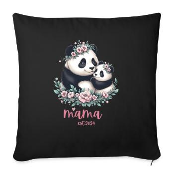 Mama est 2024 I Panda Bear Mum I First Time Mom - Sofa pillowcase 17,3'' x 17,3'' (45 x 45 cm) - black - Front