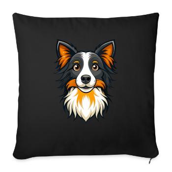 Focused Border Collie Herding Sheep - Sofa pillowcase 17,3'' x 17,3'' (45 x 45 cm) - black - Front