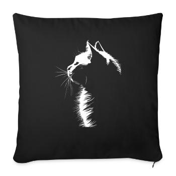 Chat, Motif De Chat - Housse de coussin décorative 45 x 45 cm - noir - Devant