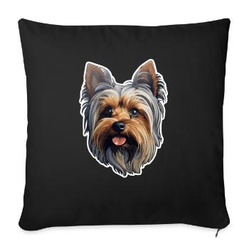 Yorkshire Terrier Head - Sofa pillowcase 17,3'' x 17,3'' (45 x 45 cm) - black - Front