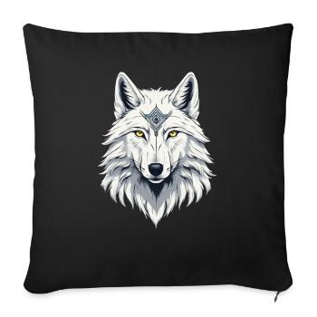 Loup sauvage blanc - Housse de coussin décorative 45 x 45 cm - noir - Devant
