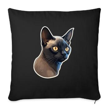 Chat birman - Housse de coussin décorative 45 x 45 cm - noir - Devant