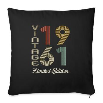 1961 Anniversaire Né en 1961 vintage Rétro. Editio - Housse de coussin décorative 45 x 45 cm - noir - Devant