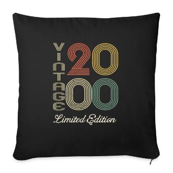 2000 Anniversary Born In 2000 Vintage Retro. Editio - Sofa pillowcase 17,3'' x 17,3'' (45 x 45 cm) - black - Front