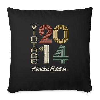 2014 Anniversaire Né en 2014 vintage Rétro. Editio - Housse de coussin décorative 45 x 45 cm - noir - Devant