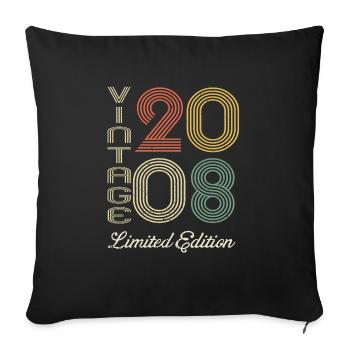 2008 Geburtstag Geboren im Jahr 2008 Vintage Retro. Editio - Sofakissenbezug 45 x 45 cm - Schwarz - Vorne