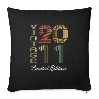 2011 Anniversaire Né en 2011 vintage Rétro. Editio - Housse de coussin décorative 45 x 45 cm - noir - Devant