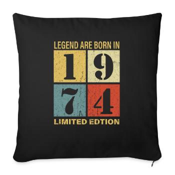 Original Calendar 1974 Vintage Birthday Rec - Sofa pillowcase 17,3'' x 17,3'' (45 x 45 cm) - black - Front