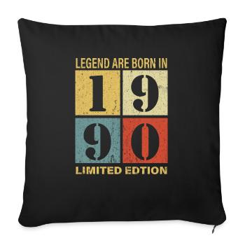 Original Calendar 1990 Vintage Birthday Rec - Sofa pillowcase 17,3'' x 17,3'' (45 x 45 cm) - black - Front