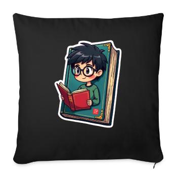 BOOK NERD - Sofa pillowcase 17,3'' x 17,3'' (45 x 45 cm) - black - Front