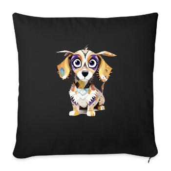 Teckel Playful Adorable Fun Animal Colorful Cute - Sofa pillowcase 17,3'' x 17,3'' (45 x 45 cm) - black - Front
