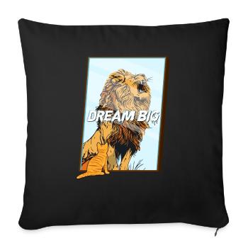 Dream Big Cat Lion - Sofa pillowcase 17,3'' x 17,3'' (45 x 45 cm) - black - Front