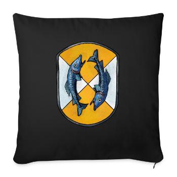 Wappen Fische - Sofakissenbezug 45 x 45 cm - Schwarz - Vorne