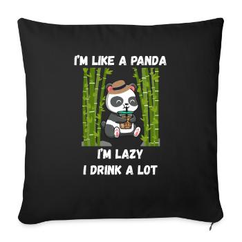 Lazy panda mode - Sofa pillowcase 17,3'' x 17,3'' (45 x 45 cm) - black - Front