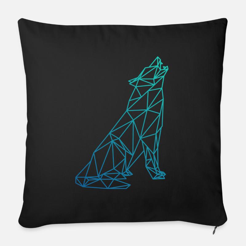 WOLF Abstrakt Polygon geometrisch Geschenk - Sofakissenbezug 45 x 45 cm - Schwarz