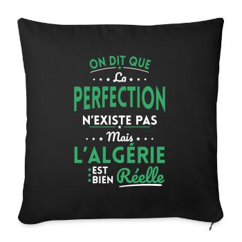 Perfection n'existe pas l'Algérie est bien Réelle - Housse de coussin décorative 45 x 45 cm - noir - Devant