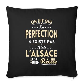 Perfection n'existe pas l'Alsace est bien Réelle - Housse de coussin décorative 45 x 45 cm - noir - Devant