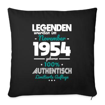 70e anniversaire - Les légendes ont été créées en novembre 1954 - Housse de coussin décorative 45 x 45 cm - noir - Devant