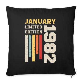 Januar 1982 - Januar 1982 Geburtstagsgeschenk - Sofakissenbezug 45 x 45 cm - Schwarz - Vorne