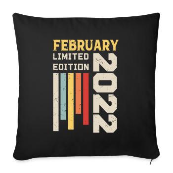 Février 2022 - Cadeau anniversaire Février 2022 - Housse de coussin décorative 45 x 45 cm - noir - Devant