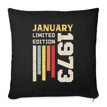 Januar 1973 - Januar 1973 Geburtstagsgeschenk - Sofakissenbezug 45 x 45 cm - Schwarz - Vorne
