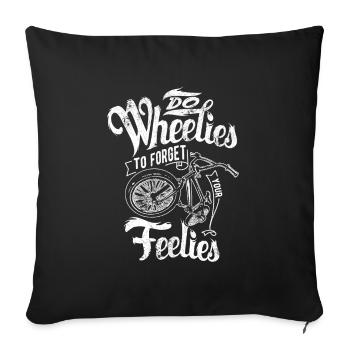 BIKE BICYCLE WHEELS BIKE BIKER RIDE SAYINGS MOTIF - Sofa pillowcase 17,3'' x 17,3'' (45 x 45 cm) - black - Front