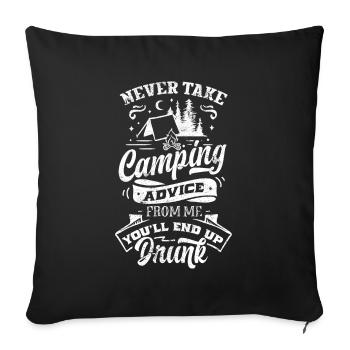 CAMPING COUNCIL DRUNK BEER DRINKING BARBECUE MOTIF - Sofa pillowcase 17,3'' x 17,3'' (45 x 45 cm) - black - Front