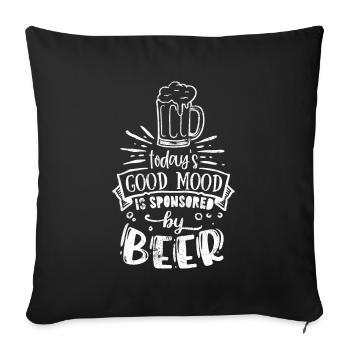 BONNE BIÈRE HUMEUR BOISSON BARBECUE JEU GRILL MOTIF - Housse de coussin décorative 45 x 45 cm - noir - Devant