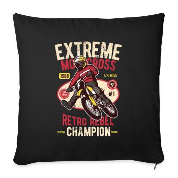 EXTREME MOTOCROSS SUPER ENDURO MOTORCYCLE GIFT - Sofa pillowcase 17,3'' x 17,3'' (45 x 45 cm) - black - Front
