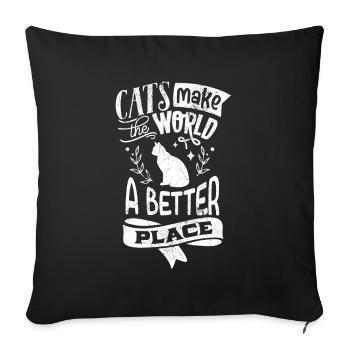 BEST WORLD PLACE FOR CATS CUTE FUNNY SAYING MOTIF - Sofa pillowcase 17,3'' x 17,3'' (45 x 45 cm) - black - Front