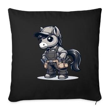 Cute Horse Craftsman - Sofa pillowcase 17,3'' x 17,3'' (45 x 45 cm) - black - Front