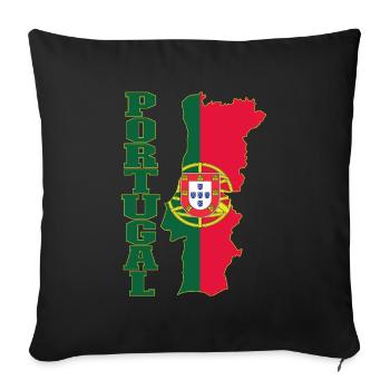 Portugal Flag Map - Sofa pillowcase 17,3'' x 17,3'' (45 x 45 cm) - black - Front