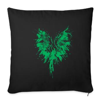 Phénix vert - Housse de coussin décorative 45 x 45 cm - noir - Devant