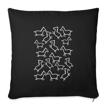 Chevaux beaucoup de chevaux - Housse de coussin décorative 45 x 45 cm - noir - Devant