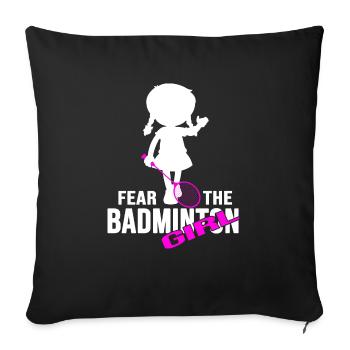 Badminton badminton player Badminton girl - Sofa pillowcase 17,3'' x 17,3'' (45 x 45 cm) - black - Front