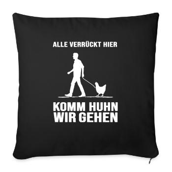hühner hühnerleben "verrücktes huhn" - Sofakissenbezug 45 x 45 cm - Schwarz - Vorne