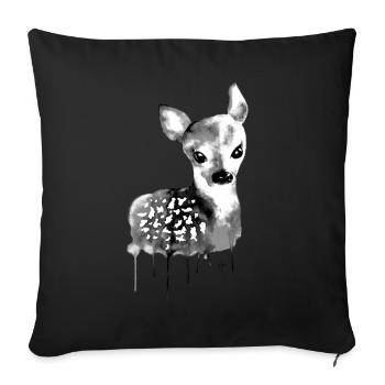 Deer Black & White - Sofa pillowcase 17,3'' x 17,3'' (45 x 45 cm) - black - Front
