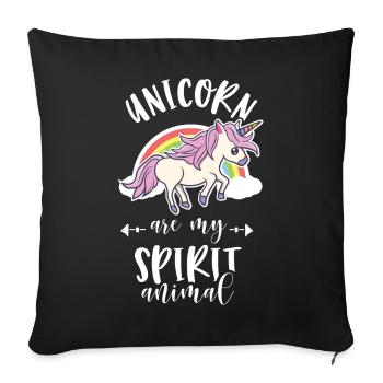 Unicorn Licorne Cheval Fabelwesen Unicorns - Housse de coussin décorative 45 x 45 cm - noir - Devant