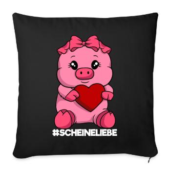 Schweineliebe Schwein mit Herz Liebe - Sofakissenbezug 45 x 45 cm - Schwarz - Vorne