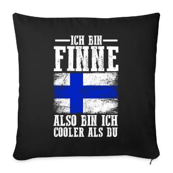 Finnland Finne Finnisches - Sofakissenbezug 45 x 45 cm - Schwarz - Vorne