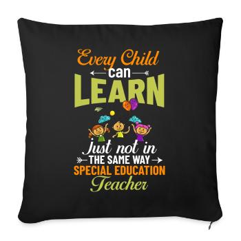 Special education Special education Promoting special needs - Sofa pillowcase 17,3'' x 17,3'' (45 x 45 cm) - black - Front