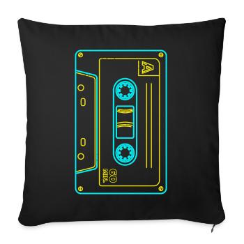 80s 90s Cassette Mixtape Retro Funny - Housse de coussin décorative 45 x 45 cm - noir - Devant