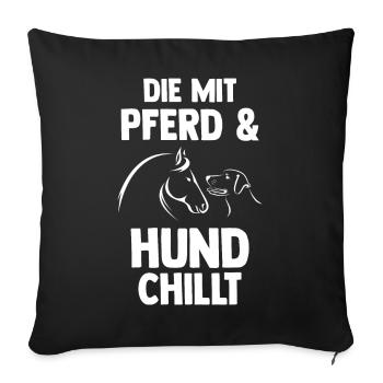 Hunde Pferdeliebhaber Hundeliebhaber Pferde - Sofakissenbezug 45 x 45 cm - Schwarz - Vorne
