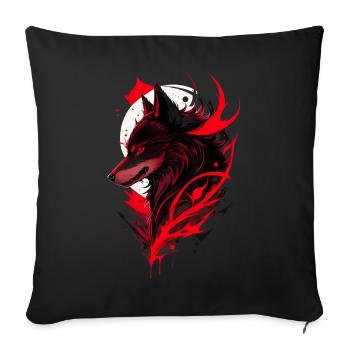 Red and Black Wolf Head at the moon - Sofa pillowcase 17,3'' x 17,3'' (45 x 45 cm) - black - Front