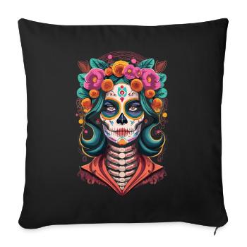 Tradition and Beauty - Mexican Festival of the Dead - Sofa pillowcase 17,3'' x 17,3'' (45 x 45 cm) - black - Front