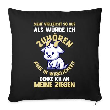 Ziege Ziegenbauer Bauernhof Landwirt Bauer Ziegen - Sofakissenbezug 45 x 45 cm - Schwarz - Vorne