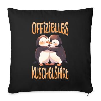 Chemise Officielle Câlin Pingouins Amour Coeur Mignon - Housse de coussin décorative 45 x 45 cm - noir - Devant
