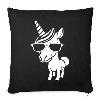 Licornes drôles portant des lunettes de soleil Licorne cool - Housse de coussin décorative 45 x 45 cm - noir - Devant